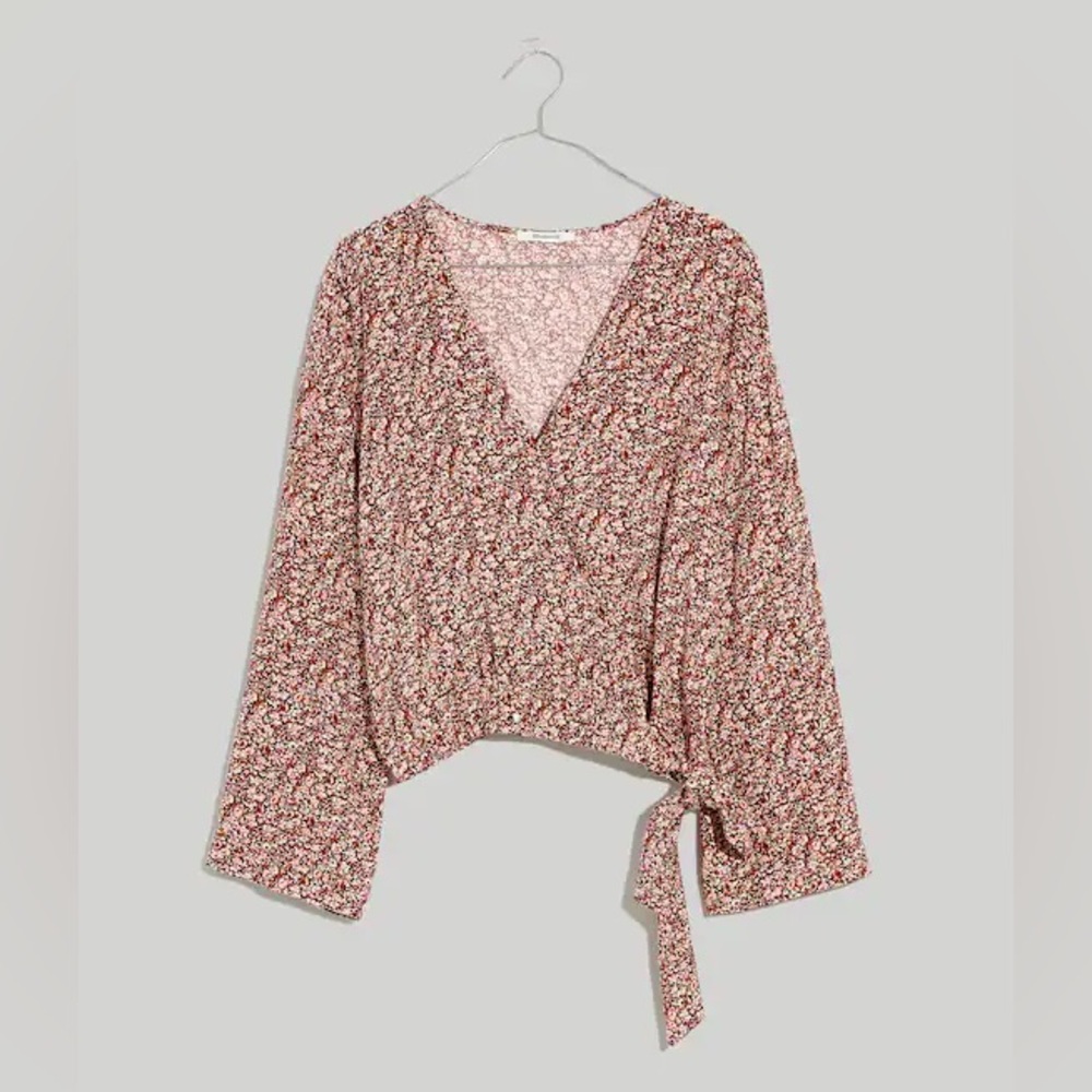 Madewell Pink Floral Wrap Blouse